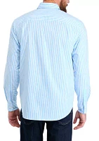 Long Sleeve Striped Poplin Button Down Shirt