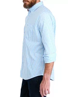 Long Sleeve Striped Poplin Button Down Shirt