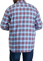 Big & Tall Long Sleeve Woven Twill Plaid Shirt