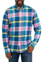 Big & Tall Long Sleeve Woven Twill Plaid Shirt