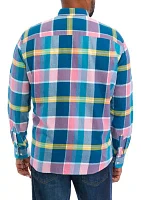 Big & Tall Long Sleeve Woven Twill Plaid Shirt