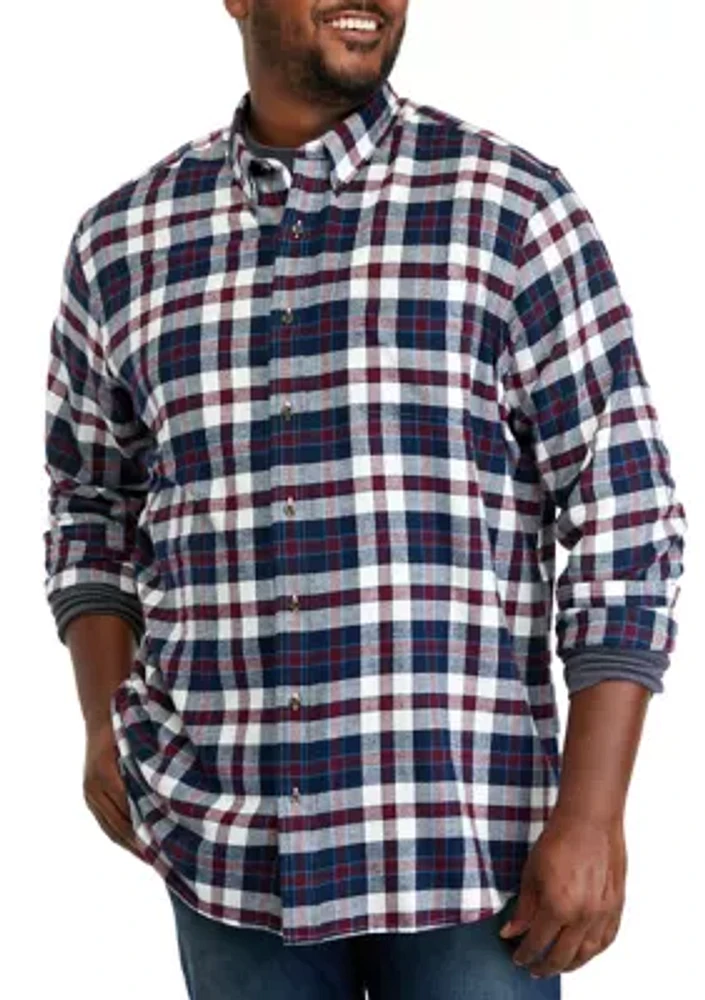 Big & Tall Long Sleeve Woven Flannel Plaid Shirt