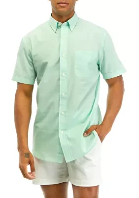 Short Sleeve Woven Easy Care Button Down Shirt