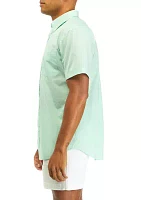 Short Sleeve Woven Easy Care Button Down Shirt