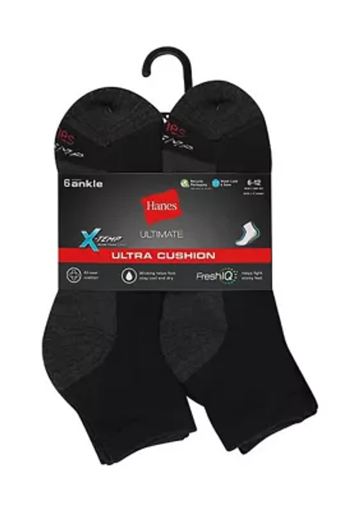 Ultimate X-Temp Ultra Cushion 6 Pack Ankle Socks