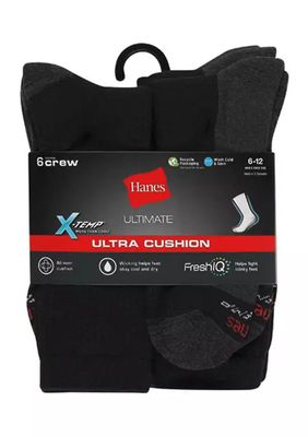Ultimate X-Temp Ultra Cushion 6 Pack Crew Socks