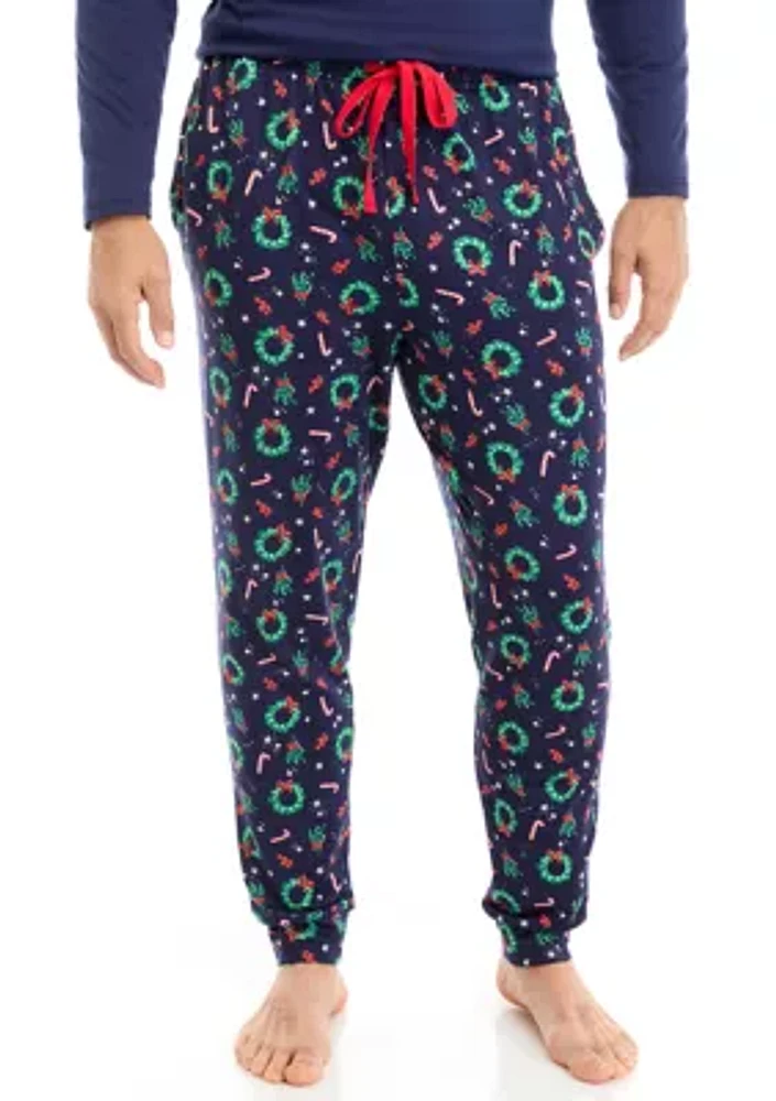 Men's Holiday Wreaths Jogger Pajama Pants