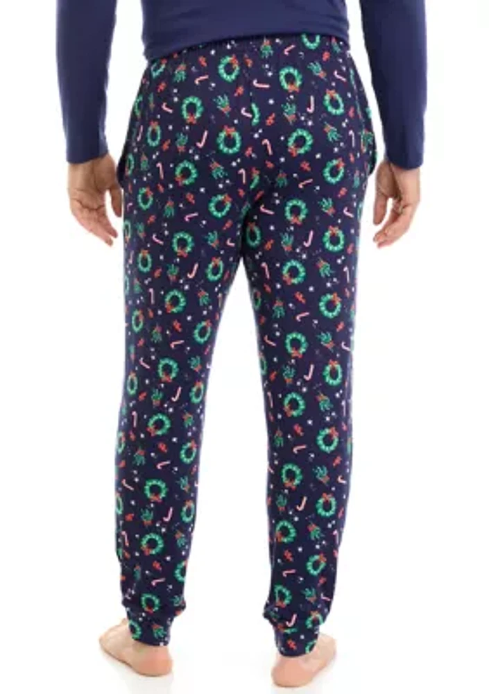 Men's Holiday Wreaths Jogger Pajama Pants