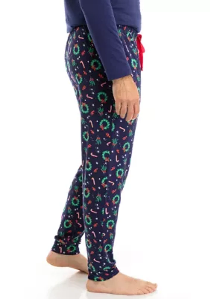 Men's Holiday Wreaths Jogger Pajama Pants