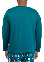 Big & Tall Holiday Lights Solid Long Sleeve Top