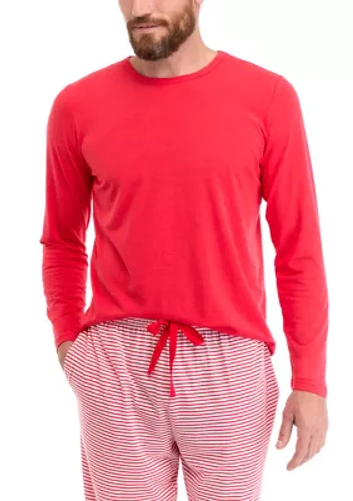 Men's Red Long Sleeve Pajama Top