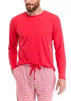 Men's Red Long Sleeve Pajama Top