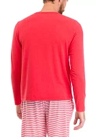 Men's Red Long Sleeve Pajama Top