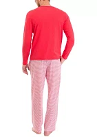 Men's Red Long Sleeve Pajama Top