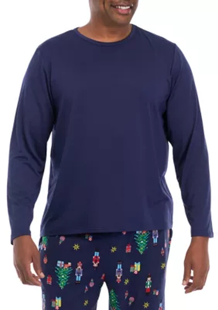 Big & Tall Nutcracker Solid Long Sleeve Sleep Top