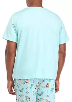 Big & Tall Beachy Christmas Short Sleeve Sleep Top