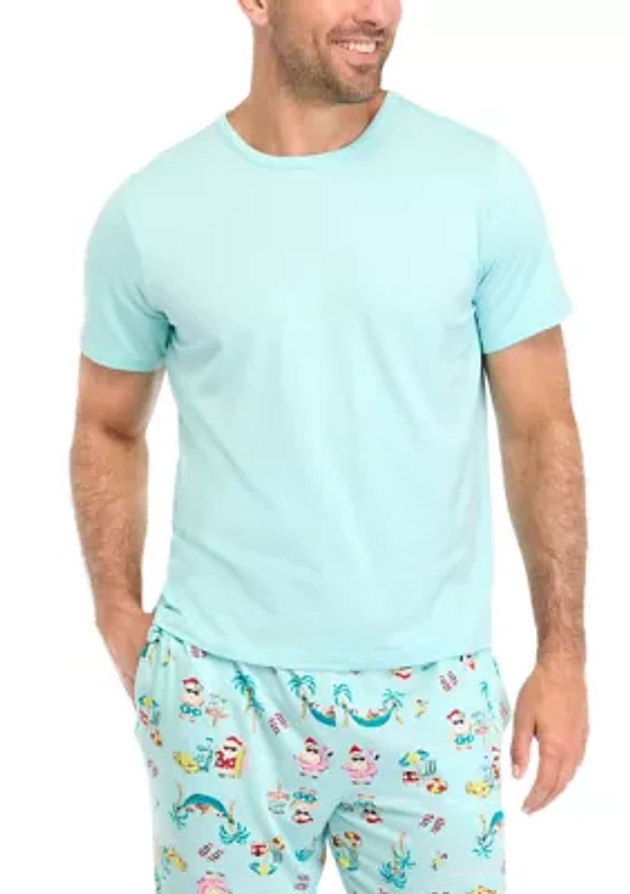 Men's Beachy Christmas Solid Short Sleeve Pajama Top