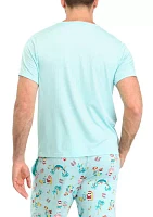 Men's Beachy Christmas Solid Short Sleeve Pajama Top