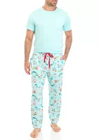 Men's Beachy Christmas Solid Short Sleeve Pajama Top