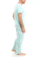 Men's Beachy Christmas Solid Short Sleeve Pajama Top