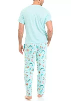 Men's Beachy Christmas Solid Short Sleeve Pajama Top