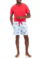 Men's Holiday Shopping Solid Short Sleeve Pajama Top