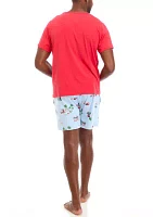 Men's Holiday Shopping Solid Short Sleeve Pajama Top