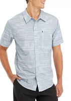 Short Sleeve Printed Woven Hybrid Shirt