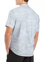 Short Sleeve Printed Woven Hybrid Shirt