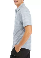 Short Sleeve Printed Woven Hybrid Shirt