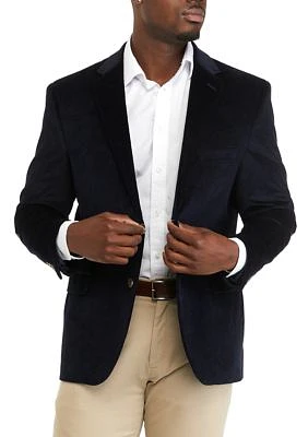 Navy Corduroy Sport Coat with Brown Faux Suede Elbow Patch