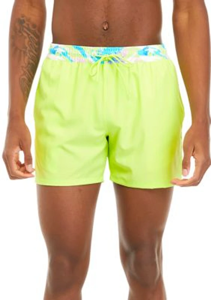 Printed Waistband Swim Trunks