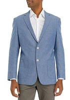 Blue Linen Solid Blazer