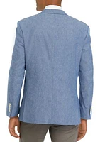 Blue Linen Solid Blazer