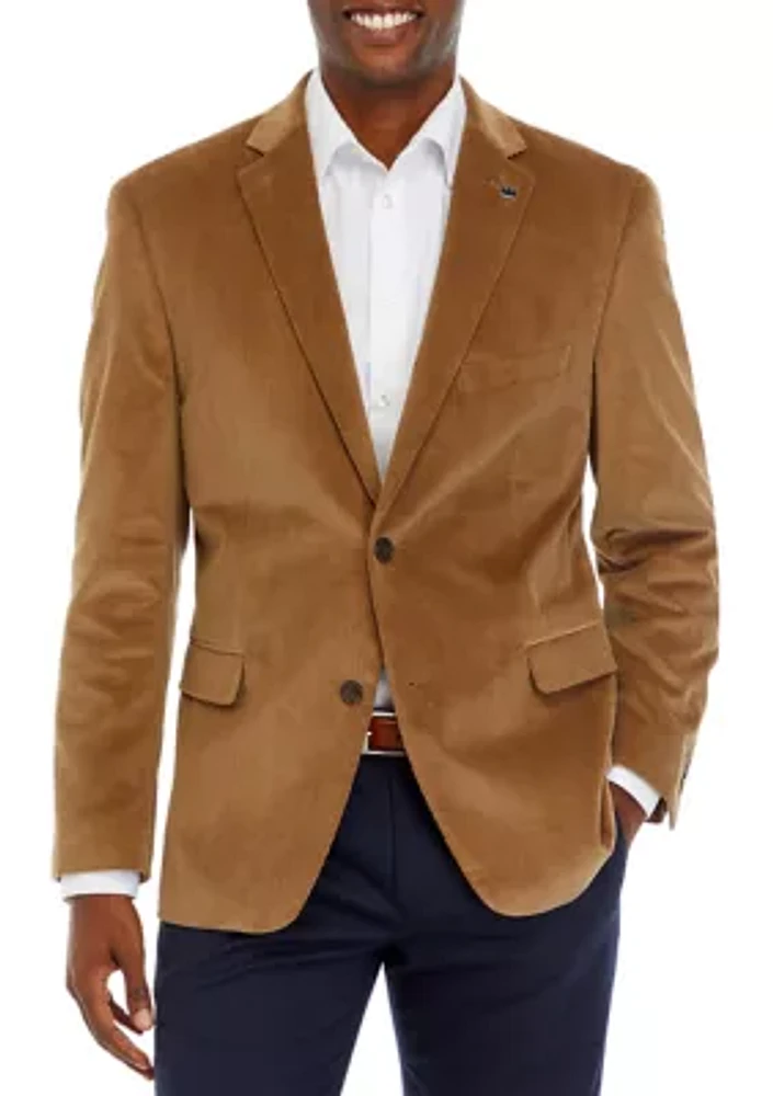 Big & Tall Wheat Corduroy Blazer with Brown Faux Suede Elbow Patch