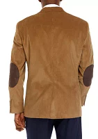 Big & Tall Wheat Corduroy Blazer with Brown Faux Suede Elbow Patch