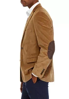 Big & Tall Wheat Corduroy Blazer with Brown Faux Suede Elbow Patch