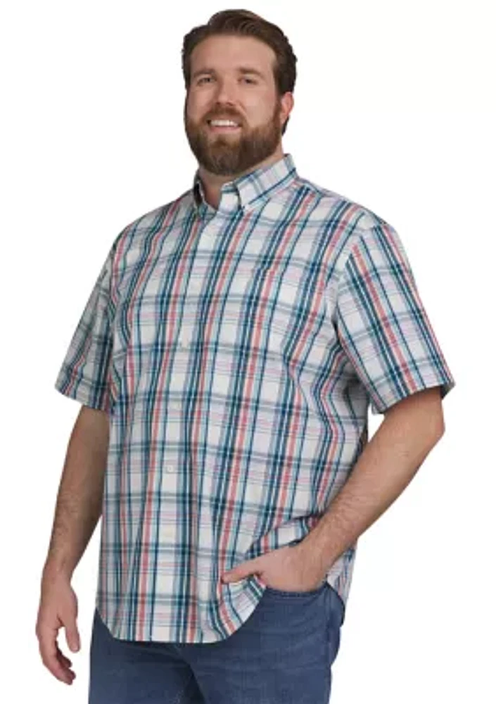 Big & Tall Short Sleeve Easy Care Plaid Woven Shirt