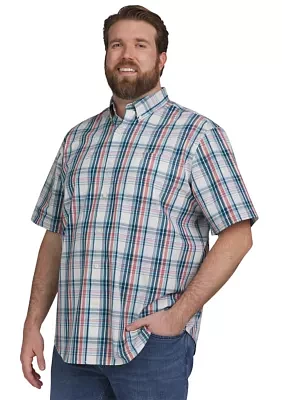 Big & Tall Short Sleeve Easy Care Plaid Woven Shirt