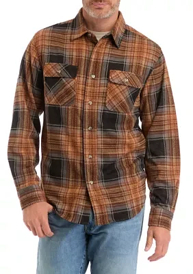 Long Sleeve Plaid Knit Flannel