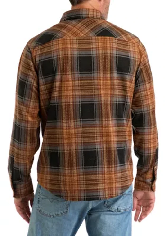 Long Sleeve Plaid Knit Flannel