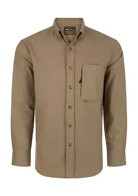 Men's Autumn Brushed Twill Solid Button Down Long Sleeve Shirt