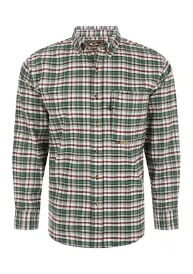 Men's Autumn Brushed Twill Plaid Button Down Long Sleeve Shirt