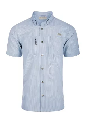 Men's Classic Button Down Seersucker Short Sleeve Striped Shirt