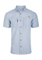 Men's Classic Button Down Seersucker Short Sleeve Striped Shirt