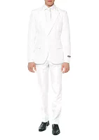 Solid White  2 Piece Suit + Tie