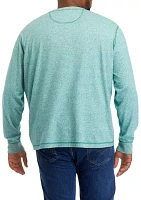 Big & Tall Long Sleeve Jaspe Henley Shirt