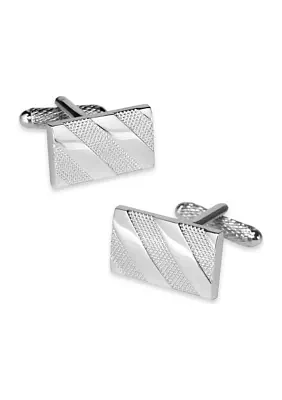 Silver Rectangle Textured Cufflinks