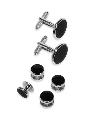 Silver with Black Enamel Cufflinks