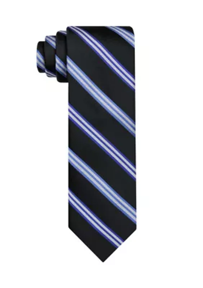 Satin Double Bar Striped Tie